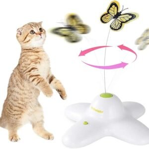ALL FOR PAWS Interactive Cat Toy, Butter-Fly Cat Toys Interactive for Indoor Cats,Flutter Bug Cat Toys,Flutter Rotating Kitten Toys with 2 Replacements